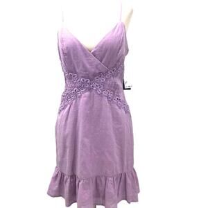 CITY STUDIO Sz 13 L Juniors Purple Embroidered  Sleeveless Mini Dress NWT B147